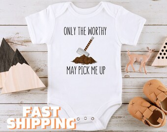 Only The Worthy May Pick Me Up Custom Onesie® Funny Kids Shirt Custom Toddler Cute Baby Bodysuit Baby Shower Gift Personalized Bodysuit 320