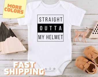 Helmet Graduate Baby Onesies® Straight Outta My Helmet Tshirt Baby Announcement Baby Outfit for Baby Shower Gift Baby Cranial Band Graduate