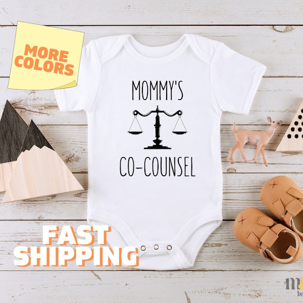 Mommy's Co-Counsel Onesies® Brand Funny Lawyer Baby Bodysuit Cute Baby Clothing Baby Shower Gift for Baby Future Lawyer Raglan Kid Shirt 416