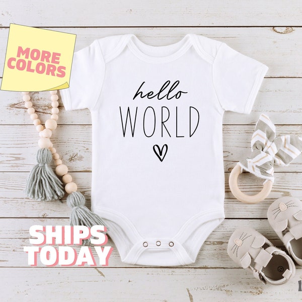 Hello World Baby Onesies® Brand Bodysuit Newborn Pregnancy Announcement Cute Baby Shower Gift Hello World Shirt Cute Baby Kids Tshirt 116