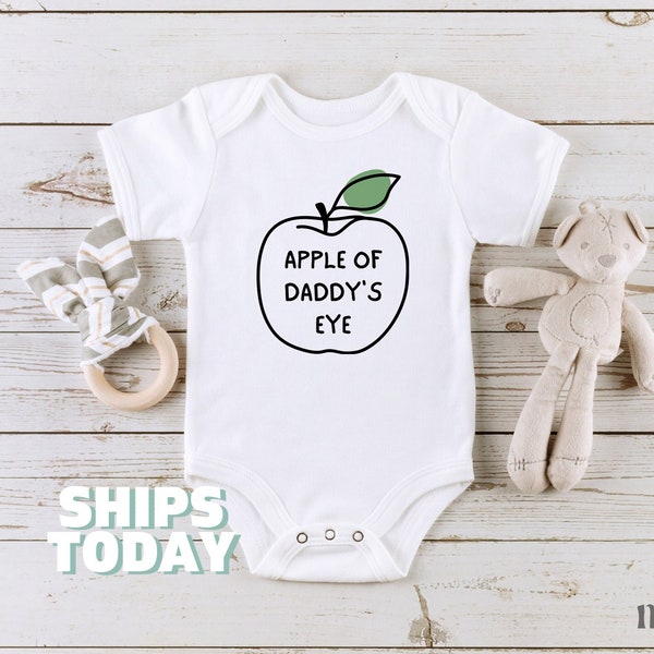 Apple of Daddy's Eye Onesies® Baby Custom Apple Bodysuit, Cute Shirt, Daddy Baby Onesie®, Cute Daddy's Little Apple Onesie® Father's Day 44