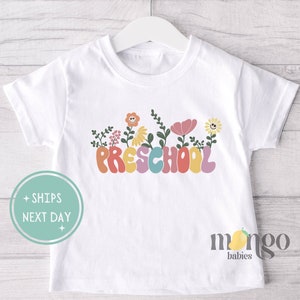 Preschool Toddler Shirt, Retro Preschool Kids Shirt, First Day of School Natural Toddler Tee A29