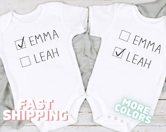 Set of 2 Custom Twins Baby Onesies® Brand Funny Twin Outfit Cute Baby Shower Gift Toddler Tshirt Kid Shirt Family Matching Twins Set 355