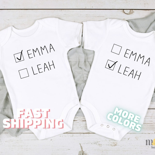 Set of 2 Custom Twins Baby Onesies® Brand Funny Twin Outfit Cute Baby Shower Gift Toddler Tshirt Kid Shirt Family Matching Twins Set 355