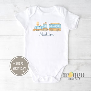 Cute Custom Baby Onesies® Brand Personalized Train Toddler Boy Shirt Custom Name Boys Tee Custom Train Baby Clothes for Baby Gift 961