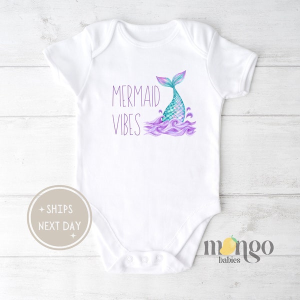 Mermaid Vibes Baby Onesies® Brand Cute Ocean Tshirt Mermaid Baby Clothes Ocean Outfit for Girl Newborns Sea Themed Beach Mermaid Toddler 532