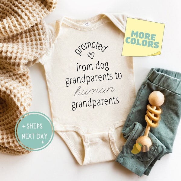 Promoted from Dog Grandparents to Human Grandparents Onesies® Brand Grandparents Announcement Baby Reveal Pregnancy Announcement 430