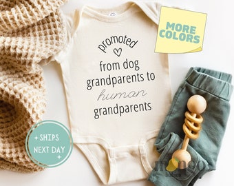 Promoted from Dog Grandparents to Human Grandparents Onesies® Brand Grandparents Announcement Baby Reveal Pregnancy Announcement Surprise