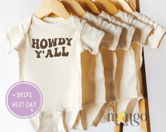 Howdy Y'all Baby Onesies® Brand Retro Cowboy Bodysuit Cute Country Natural Baby Shower Gift for Baby Cowgirl Baby Clothes Cowboy Shirt 1308