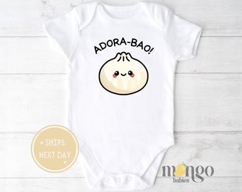 Adora-Bao Baby Onesies® Brand Adorable Kids Shirt Chinese Food Cute Baby Outfit Little Jiaozi Baby Bodysuit Dimsum Baby Outfit Food 673