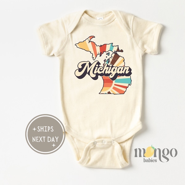 Michigan Baby Onesies® Brand Loved Baby Long Distance Onesie State Organic Baby Bodysuit Baby Clothes for Newborns and Infants 1074