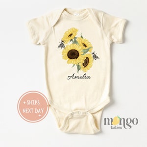 Cute Custom Sunflower Baby Onesies® Brand Personalized Baby Clothes for Baby Gift for Baby Shower Gift for Mother Day's Custom Baby Bee 1485