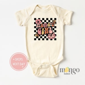 Mama's Girl Baby Onesies® Brand Retro Checks Baby Bodysuit Cute Mother's Day Girls Tshirt Baby Girl Clothes, Girls Shirt, Baby Gift 1056