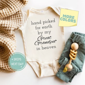 Hand Picked For Earth By My Great Grandpa Baby Onesies® Brand Announcement Baby Reveal Pregnancy Announcement for Family Gift for Baby 1160