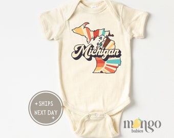 Michigan Baby Onesies® Brand Loved Baby Long Distance Onesie State Organic Baby Bodysuit Baby Clothes for Newborns and Infants 1074