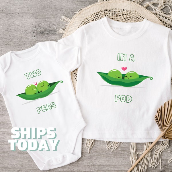 Two Peas in a Pod Twin Baby Onesies® Brand Twin Outfit Funny Peas Twin Shirts Cute Best Friend Twin Newborn Sibling Outfit 25 - NOT A SET