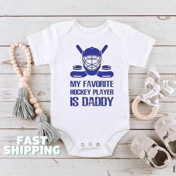 Hockey Onesies® My Favorite Hockey Player is my Daddy Onesie Daddy's Hockey Buddy Cute Baby Shower Gift Funny Baby Shirt Hockey Lover 39