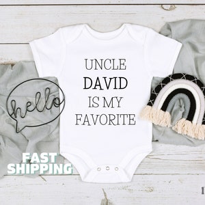 Uncle Is My Favorite Onesies® Brand Custom Name Baby Shower Gift Funny Baby Shirt Pregnancy Announcement Kids Tshirt Funny Uncle Newborn 343