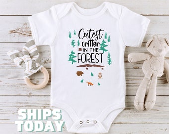 Cutest Critter In The Forest Onesies® Brand Woodland Animals Baby Shower Gift Woodland Animals Shirt Baby Bodysuit Custom Personalized 1179