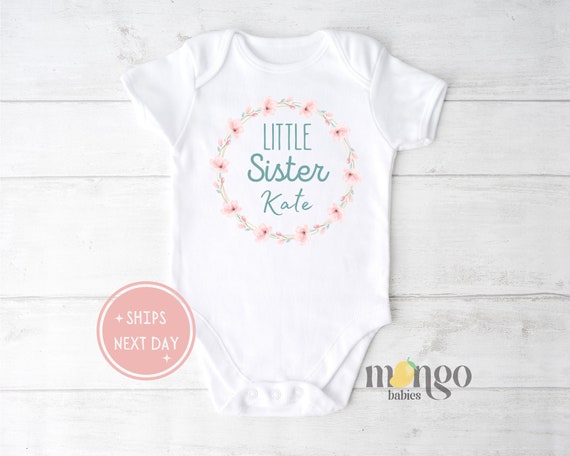 Custom Name Little Sister Baby Onesies Brand Cute Matching Sisters Floral Twins Little Sister Announcement Sister Shirt Not A Set 1161 Etsy Canada
