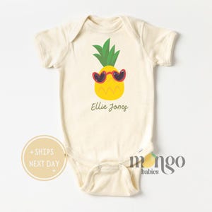 Cute Custom Baby Bodysuit Cute Pineapple Baby Name Kids Shirt Baby Announcement Baby Outfit Pineapple Baby Gift for Baby Shower Gift Summer
