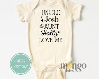 Personalized Aunt and Uncle Baby Onesies® Brand Custom Name Aunt Uncle Baby My Aunt & Uncle Love Me Cute Baby Shower Gift for Newborn Gift