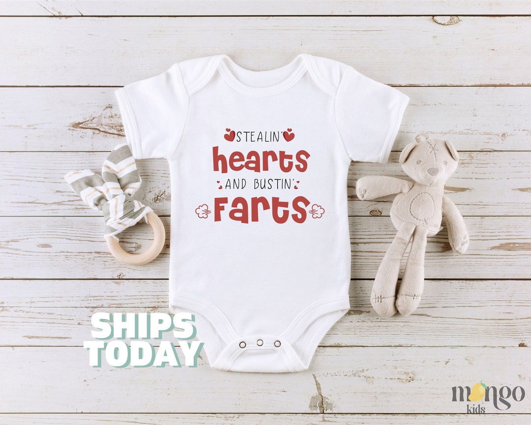 Stealing Hearts and Bustin' Farts Onesie® Baby Funny Farts Bodysuit ...