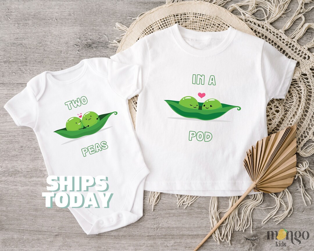 Two Peas in a Pod Twin Baby Onesies® Brand Twin Outfit Funny Peas Twin Shirts Cute Best Friend