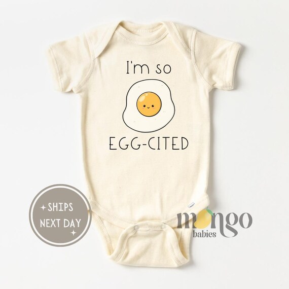 I m so Egg cited Cute Baby Onesies Brand Funny Baby Clothes Baby Shower Gift for Birthday Kid Tshirt Funny Egg Baby Outfit Food Pun Toddler Etsy
