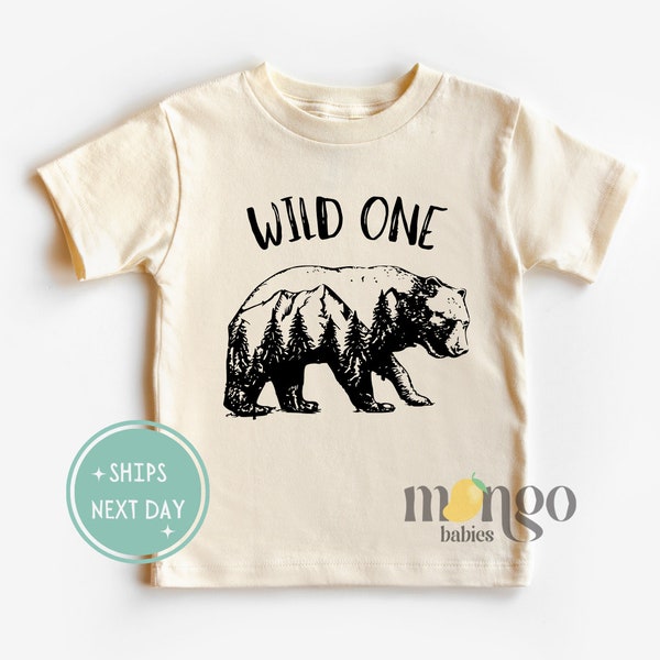 Wild One Kid Tshirt Bear Baby Onesies® Brand First Birthday Natural Baby Gift for Kids Boho Bear Toddler First Birthday Outfit Camping 1677