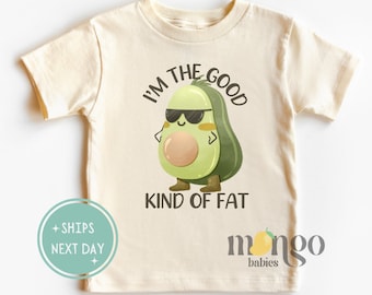 Zabawna koszulka dla dzieci z awokado, jestem dobrym rodzajem grubego prezentu na baby shower, słodkie zabawne ubrania dla dzieci z awokado, prezent dla dziecka, retro gra słów z jedzeniem 2147