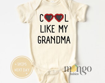 Niedliches Baby Onesies® Marke cool wie meine Oma Kind T-Shirt Natürliche Babykleidung Unisex Baby Ankündigung Geschenk für Oma Muttertag 1674