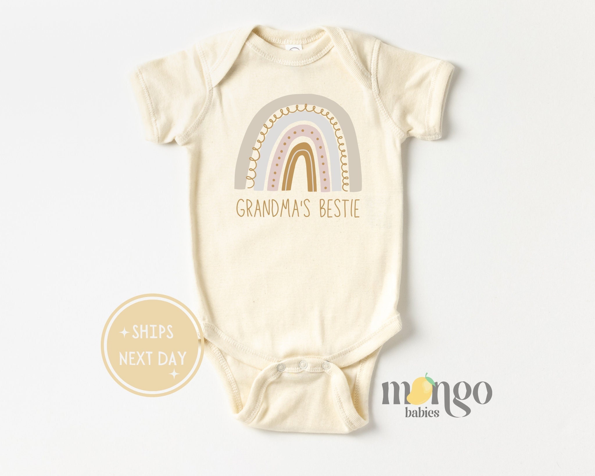 Body de bebé con el mejor amigo de la abuela® Body retro arcoíris Mono natural lindo Camiseta para niño Regalo para baby shower Regalo para niño pequeño Amo a mi abuela Regalo para mamá