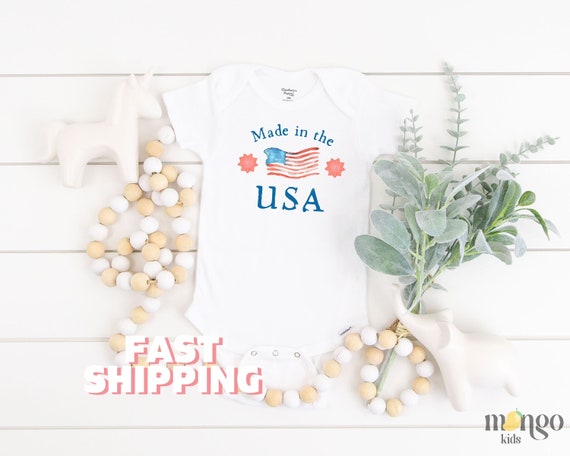 Made in The USA Onesies® Americana Fourth of July 4th of July Baby Onesie® for July Fourth Kids Shirt Cute Baby Gift for Baby Shower 1367