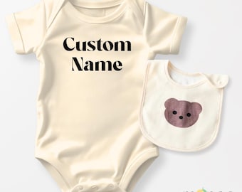 Personalized Baby Onesie & Bib Set: Custom Newborn Gift