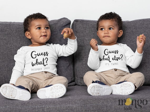 Set of 2 Funny Twins Baby Onesies® Brand Twins Pregnancy Announcement Guess  What Personalized Twin Outfit Twins Pregnancy Reveal Ideas 48 -  Canada