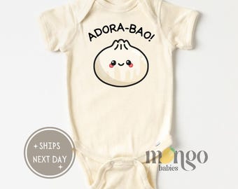 Adora-Bao Baby Onesies® Brand Adorable Kids Shirt Chinese Food Cute Baby Outfit Little Jiaozi Baby Bodysuit Dimsum Baby Outfit Food Tee