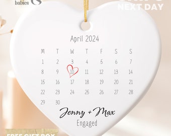 Engagement Gift for Wedding Gift Married Ornament Wedding Date Ornament Calendar Anniversary Gift Our First Christmas Newlywed Gift Ideas