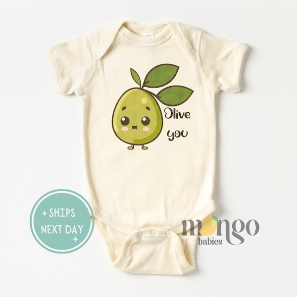 Olive You Olive Baby Bodysuit, Olive Kids Tee, Newborn Clothes, Baby Shower Gift