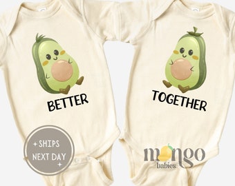 Set of 2 Twins Baby Onesies® Brand Better Together Twin Funny Best Friends Twin Bodysuit Cute Best Friend Baby Gift for Twins Shirt 2143