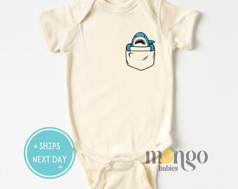 Cute Shark Baby Onesies® Brand Pocket Shark Toddler Shirt Kid Shirt Cute Boy Shirt Shark Tee Cute Baby Shower Gift Cute Animal Baby Clothes