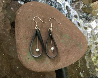 Upcycled Bike Tube Teardrop Earrings