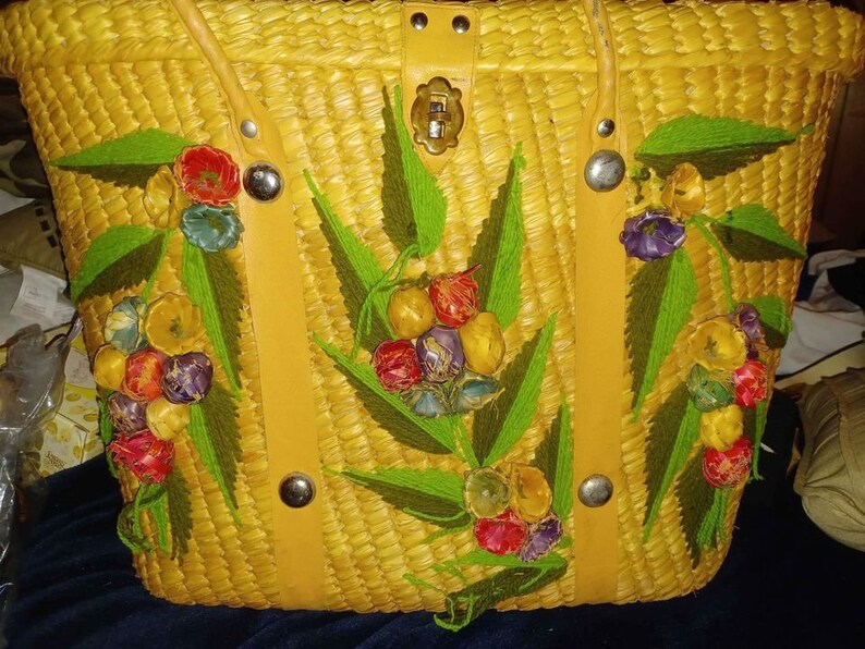 Vintage Straw Bag Etsy