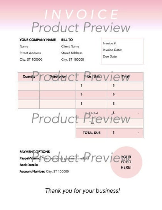 Invoice Word and Excel Template for Small - Etsy
