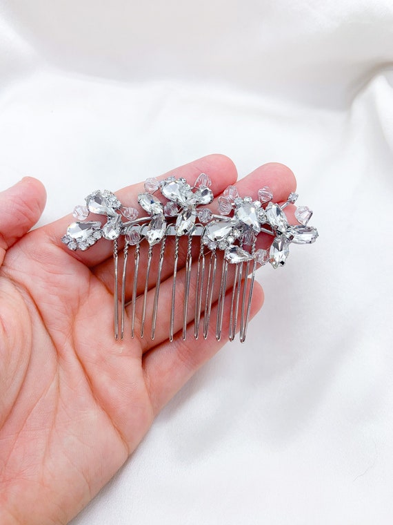 Crystal Leaf Bridal Hair Comb: Silver Wedding Hair Piece  display picture 1