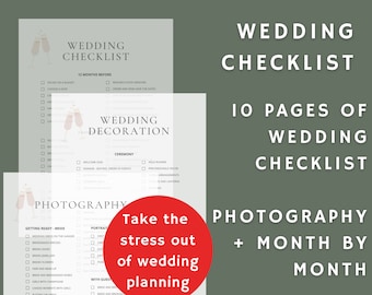 Wedding Checklist Printable, Photography List, Wedding Day Planning Tool, Hen Party Checklist, Bride Planning Template, Wedding Journal A4