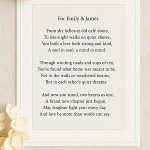 Custom Wedding Poem, Personalised Love Poem Gift for Couples, Unique Wedding Keepsake, Bespoke Poem for Bride and Groom, UK Seller