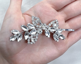 Leaf Bridal Hair Clip, Diamante Wedding Comb, Leaf Hair Silver Accessories, Bridesmaid Hair Slide Flower Girl Hair Pin, Glam Wedding Pin, UK