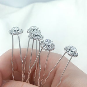 Silver Bridal Hair Pins, Wedding Gem Hair Accessories, Handmade Bridesmaid Flower Girl Headpiece, Minimal Wedding, UK image 7