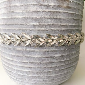 Crystal Leaf Hochzeitskleid Gürtel: Silberne Braut Schärpe mit Organza Band